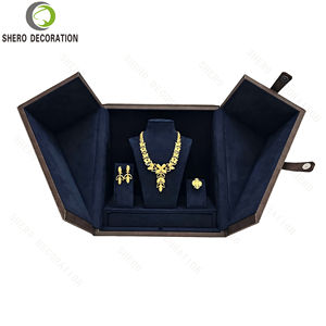Boîte à bijoux de luxe en PU, coffret cadeau, étui pour bracelet, collier, rangement de bijoux, boîte à boucles d'oreilles, étui à bijoux en velours - Product Image 4