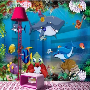 Thế Giới Dưới Nước Cá Heo Đại Dương Cá Tùy Chỉnh 3D Hình Nền Cho Phòng Trẻ Em Tường Phòng Ngủ Trang Trí Phim Hoạt Hình Mural-400x280