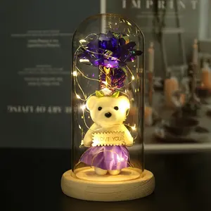 Lámpara LED Decorativa de Osito de Peluche, Rosa Artificial de Galaxia, Regalo de San Valentín, Día de la Madre, Cumpleaños de Niña - Product Image 2
