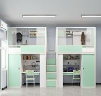 Lit superposé moderne double avec glissière en acier, bureau et armoire, garantie 1 an pour dortoir scolaire, hôpital, hôtel, appartement