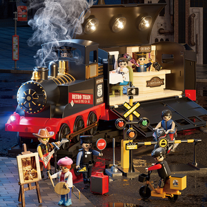 Nuovo Set Giocattolo <span class=keywords><strong>Treno</strong></span> Elettrico a Vapore Retrò con Binari, Funzionamento a Batteria, Giocattolo Ferroviario Fai-da-te per Bambini con Fumo e Luci - Product Image 5