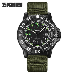 Skmei Men's Analog Quartz Watch 14mm Titanium Alloy Case Luminous Water Resistant Date Nylon Strap - Product Image 1