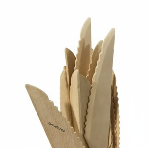 Achat en masse véritable Logo personnalisé imprimé biodégradable 165mm couteau en bois de bouleau ensemble de couverts de voyage pour cuisine fête Camping - Product Image 1