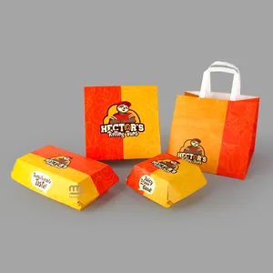 Grease resistant fry chicken happy share meal box burger and fries holder chicken wing premade food safety packaging box basket