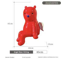 Sculpture en fibre de verre de mascotte de poupée lapin Ours Violent de dessin animé, style célébrité d'Internet, Zhang Zhanzhan, rouge, petite décoration extérieure