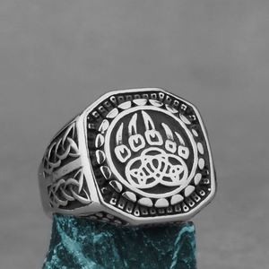 Fashion Hip Hop Nordic Viking Bear Claw <b>Celtic</b> Knot Men's Amulet Charm <b>Ring</b> Stainless Steel Vintage Kaining VK79 Daily Wear - Product Image 3