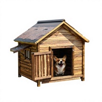 Grande niche pour chien en bois de luxe classique avec fermeture à bouton, pour l'extérieur et l'intérieur, anti-corrosion, en bois massif, pour chiens, toutes saisons