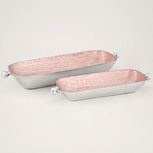 Plat de service contemporain en aluminium personnalisé, design tendance, bols et assiettes décoratifs en émail écologique pour fêtes - Product Image 1