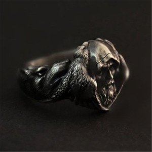 Nordische Mode Vintage Herren Wikinger Fenrir <span class=keywords><strong>Wolf</strong></span> Odins Rabe Punk <span class=keywords><strong>Ring</strong></span> Amulett Schmuck Geschenk - Product Image 4