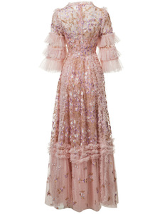 Taglie forti abito <span class=keywords><strong>lungo</strong></span> 2025 estate festa di matrimonio donna Allover lussuoso ricamo <span class=keywords><strong>mezza</strong></span> <span class=keywords><strong>manica</strong></span> Sexy Tulle maglia abito <span class=keywords><strong>lungo</strong></span> 4XL - Product Image 2