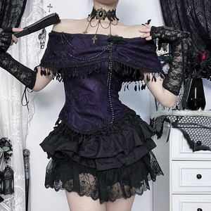 Top rosa de un solo hombro de subcultura, un nuevo <span class=keywords><strong>estilo</strong></span> gótico, Top de encaje Adelgazante y versátil - Product Image 3