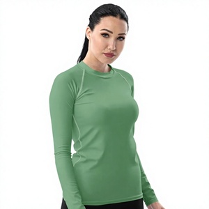 Camiseta de Compresión de Manga Larga para Mujer, Producto de Alta Calidad, Verde, Spandex, Poliéster, Secado Rápido, Servicio OEM - Product Image 1