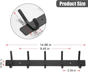 Kim Loại Màu Đen Tường Móc 5 Ba Áo Móc Treo Dọc Giá Cho Phòng Tắm Nhà Bếp Phòng Ngủ Thuận Tiện Treo Cho Áo Khăn Hat - Product Image 6