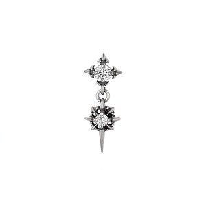 S925 Sterling Silver Star Drop Earrings Claw Setting Geometric Design For Men Women Hip Hop Fashion Jewelry Gift - Product Image 4