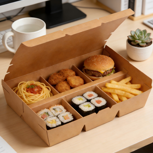 Cajas de Comida Desechables Personalizadas de Papel Kraft de Grado Alimenticio con 1/2/3/4/5 Compartimentos, Cajas para Llevar Comida, Ensaladas y Almuerzos - Product Image 3
