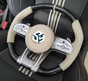 Volant de sport en fibre de carbone blanche pour Mercedes Benz W204 W205 W212 W213 W447 W166 E300 C250 <span class=keywords><strong>C63S</strong></span> C450 E53 GLA45 E300D - Product Image 1