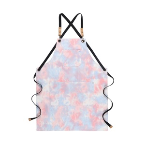Tablier réutilisable imprimé tie-dye personnalisé en coton/polyester, sans manches, pour cuisine, design artistique fait main, plusieurs poches - Product Image 1
