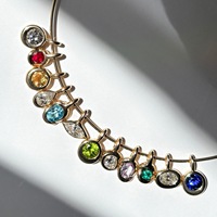 Pendentif vintage en bambou, 12 pierres de naissance, forme goutte d'eau irrégulière et ronde, à assembler librement, pour sac, collier, porte-clés, accessoires transfrontaliers