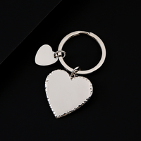 Porte-clés double cœur en acier inoxydable Ywyougang, 4 couleurs, vierge, gravable, avec bord cousu, breloque de sac pour couple, Saint-Valentin