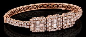 925 Sterling <b>Silver</b> Iced Out Moissanite Cuban Link <b>Bangle</b> <b>Bracelet</b> Baguette Cut Rhodium Plated Jewelry for Party Gift - Product Image 4