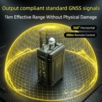 Unité de simulation de signal GNSS portable 4 bandes, portée 0,5-1 km, couverture omnidirectionnelle 360°, boîtier IP65, batterie 24h, contrôle à distance de trajectoire de drone