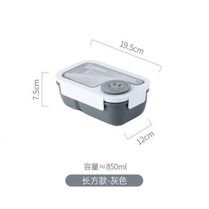 Smiling Face Plastic <b>Lunch</b> Box 850 ml 2 square <b>Lunch</b> Box Rectangular <b>Lunch</b> Box Students Office Workers to Carry - Product Image 3