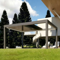Pergola bioclimatique semi-circulaire pour balcon, terrasse, piscine, auvent pare-soleil, pavillon extérieur pour repas en plein air