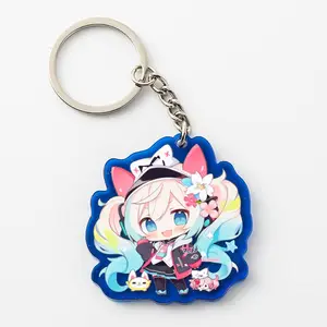 Yakelike Cheap Custom OEM Cute Cartoon Anime Acrylic Rainbow Keychain Printed Clear Transparent
