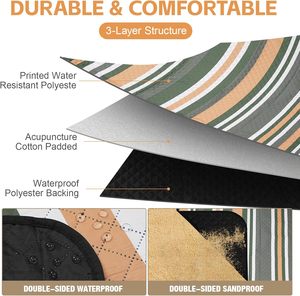 Factory Wholesale Customize Print Outdoor Compact Portable Folding Striped Durable Waterproof <b>Picnic</b> Mat <b>Blanket</b> With Handle - Product Image 4