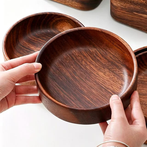 Moderne Holz-Partyteller für Beilagen, Massivholz-Spezialitäten-Geschirr, Stapelbare Platten für Gemüse und Pilze - Product Image 2