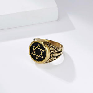 Men's Stainless Steel Six Pointed Star Eagle Head <b>Ring</b> Retro Punk Jewelry Gift Fashion <b>Rings</b> - Product Image 3