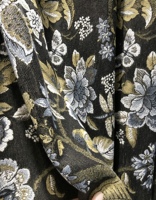 Tissu en coton et polyester, chenille jacquard à motifs floraux vintage, idéal pour les rideaux, les housses de canapé et les coussins