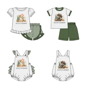 Preorder butik backwoods kız erkek t-shirt şort ile 2 adet set eşleştirme bebek romper erkek kız giyim seti kardeş stilleri