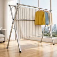 Séchoir à linge multifonctionnel en acier inoxydable de type X, pliable et portable, pour vêtements et serviettes