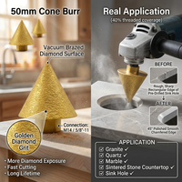 Outil de chanfreinage diamanté pour le polissage des bords des comptoirs en granit et quartz, fraise conique brasée sous vide M14/5/8"-11