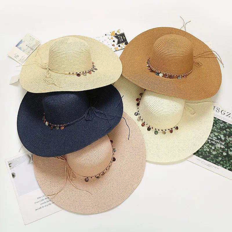 New arrival fashion lady spring summer beach straw sun protect hats travel women wide brim straw hats