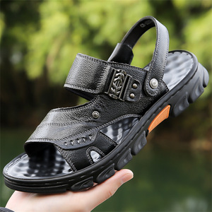 Sandalias de verano para hombre, con punta abierta, parte superior de PU, suela de EVA antideslizante, informales, para uso en exteriores. - Product Image 3