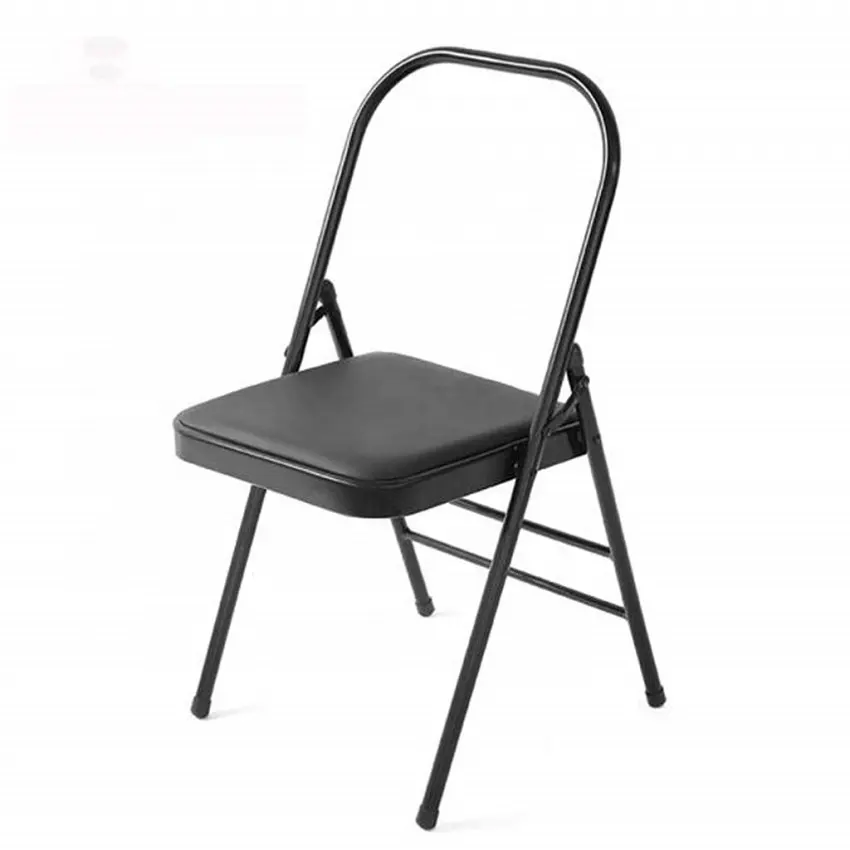 Silla auxiliar de entrenamiento de Yoga, silla plegable de Metal negro, sin espalda, para la venta