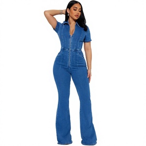 Mono de lana azul sexy para mujer con capucha, sin mangas, cintura alta, cremallera completa, estilo casual urbano para invierno - Product Image 1