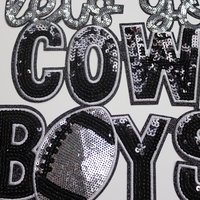 Patch thermocollant rectangulaire personnalisé de haute qualité, brodé de sequins et de paillettes, écologique, pour vêtements, style cowboy et rugby
