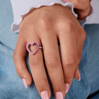 Bague en argent sterling S925 James Avery en forme de cœur, plaquée argent, émail, fleur en forme de cœur, pour femme, pour la Saint-Valentin