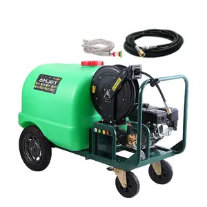 AMJET Floor Washing Machine Commercial Mobile High Power High Pressure Water Gun Pump with Water Tank for Flushing Locomotives