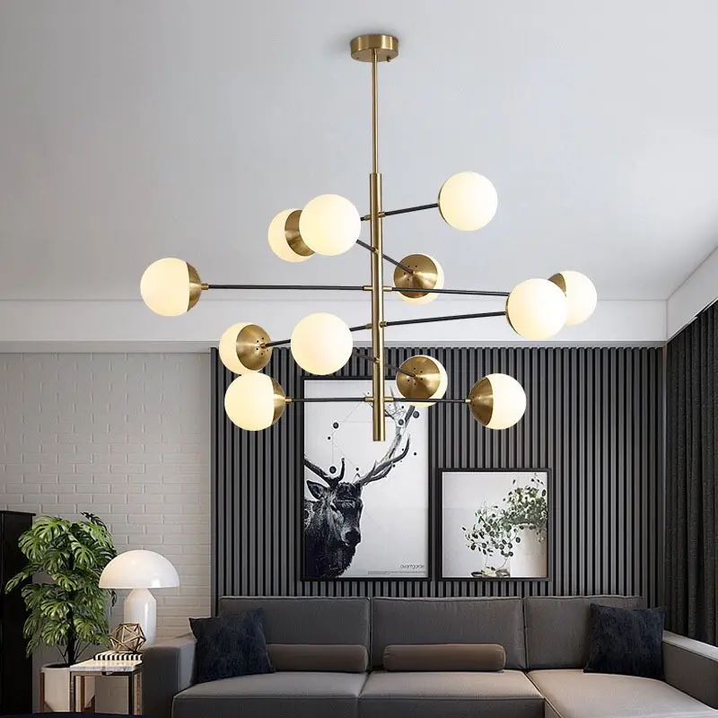 Magic Bean Family Living Room Bedroom Dining Room Branch LED Chandelier Nordic Light Luxury Luxury Modern Decorative Iron+ Glass