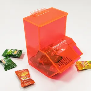 定制翻盖盖橙色有机玻璃糖果收纳盒亚克力霓虹粉色包装盒