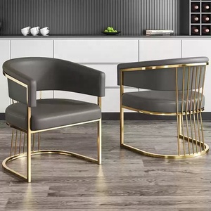 Chaise de salle à manger de luxe en cuir écologique et rafraîchissante avec structure métallique pour hôtel, bureau, salon de beauté et mahjong - Product Image 4