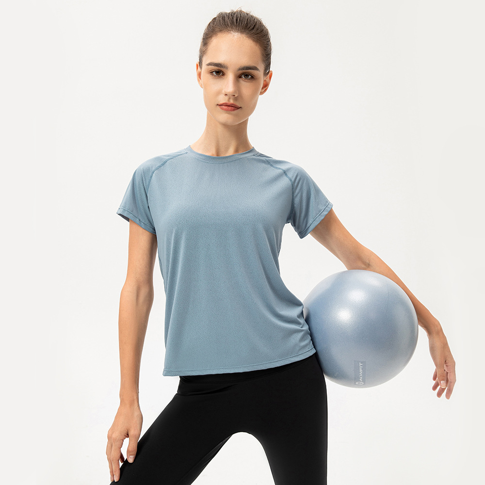 Women's Summer Ice-Feel Quick-Drying Yoga Short-Sleeved Loose Casual Running Sports T-Shirt Breathable Fitness Short-Sleeved