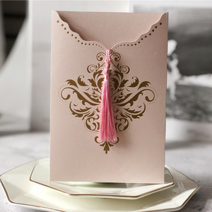 Carte d'invitation de luxe en feuille d'or premium, vernissage mat, ornements d'enveloppe personnalisés pour les annonces de <span class=keywords><strong>mariage</strong></span> et d'anniversaire - Product Image 1