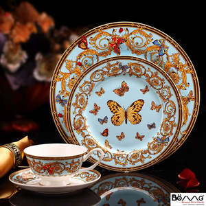 Service de vaisselle en céramique chinoise moderne de haute qualité, motif papillon, idéal pour hôtels, restaurants et événements. - Product Image 4
