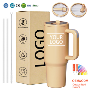 Borraccia Termica alla Moda da 30/40oz con Manico e Cannuccia, Antigoccia, in Acciaio Inossidabile, Sottovuoto, Personalizzabile con Logo, per Palestra e Attività all'Aperto - Product Image 1