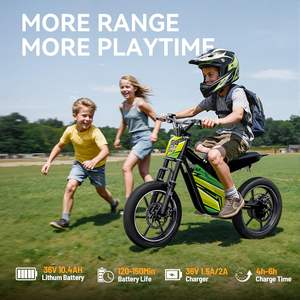 จักรยานไฟฟ้าสำหรับเด็กอายุ 12 ปี ขนาด 16 นิ้ว 36V 250W แบตเตอรี่ถอดได้ เกียร์ Shimano 3 สปีด มาตรฐาน IPX4 ระยะทาง 24-28 ไมล์ ความเร็วสูงสุด 10 ไมล์ต่อชั่วโมง - Product Image 4